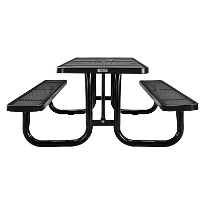 Global Industrial Perforated Steel Picnic Table, Rectangular, 72 x 62 x 29.5, Black Top, Black Base/Legs (GBE694555BK)