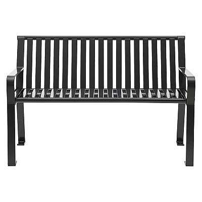 Global Industrial Steel Slat Benches with Back, 48 x 27 x 31, Black (GBE694853BKKD)