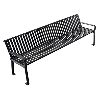 Global Industrial Steel Slat Benches with Back, 96 x 26 x 31, Black (GBE694855BKKD)