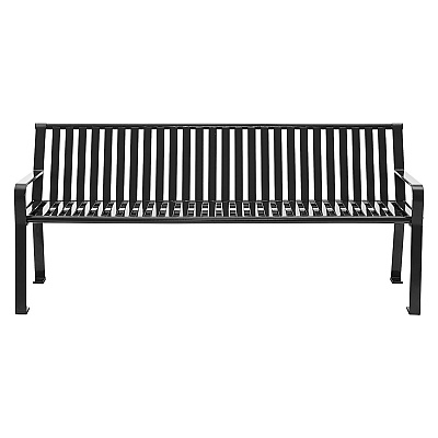 Global Industrial Steel Slat Benches with Back, 72 x 26 x 31, Black (GBE694854BKKD)