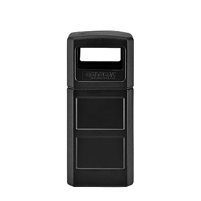 Global Industrial Square Plastic Waste Receptacle, Dome Lid with Open Sides, 42 gal, Black (GBE641414BK)