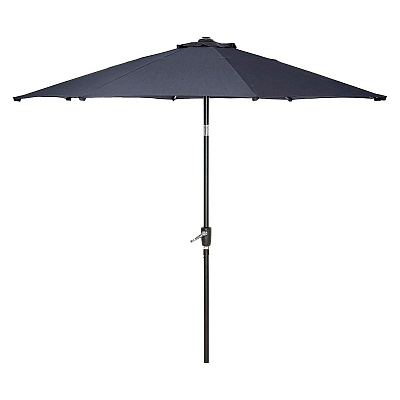 Global Industrial Outdoor Umbrella with Tilt Mechanism, 102" Span, 94" Long, Navy Blue Canopy, Black Handle (GBE695328)