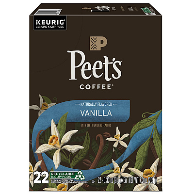 Peet's Coffee Vanilla K-Cups, 0.33 oz K-Cup, 22/Box (GMT2708)