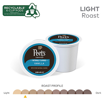 Peet's Coffee Vanilla K-Cups, 0.33 oz K-Cup, 22/Box (GMT2708)