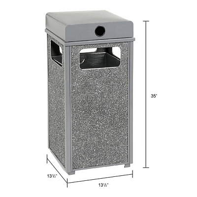 Global Industrial Stone Panel All Weather Trash Receptacle Urn, 12 gal, Steel, Gray (GBE239576GY)