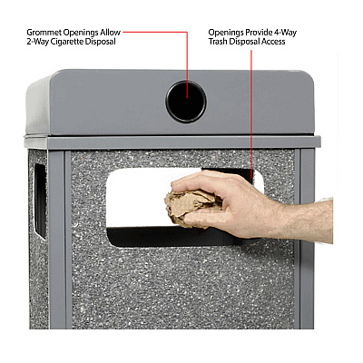 Global Industrial Stone Panel All Weather Trash Receptacle Urn, 12 gal, Steel, Gray (GBE239576GY)