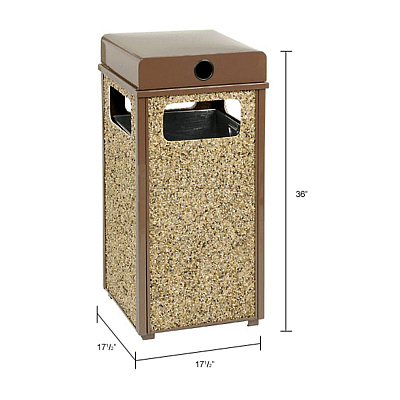 Global Industrial Stone Panel All Weather Trash Receptacle Urn, 24 gal, Steel, Brown (GBE238241BN)