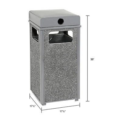Global Industrial Stone Panel All Weather Trash Receptacle Urn, 24 gal, Steel, Gray (GBE238241GY)