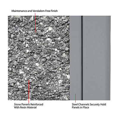 Global Industrial Stone Panel All Weather Trash Receptacle Urn, 12 gal, Steel, Gray (GBE239576GY)
