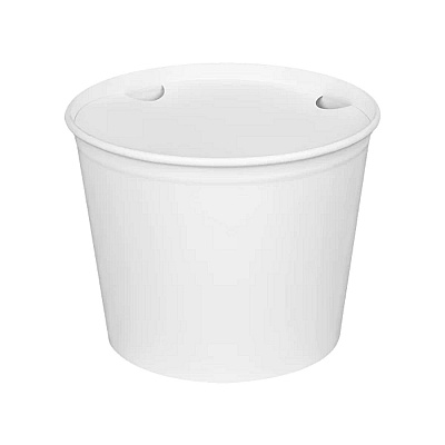 Karat Food Bucket with Lid, 85 oz, 7.36" Dai x 6"h, White, Paper, 180/Carton (KRTCFB85WBNDL)