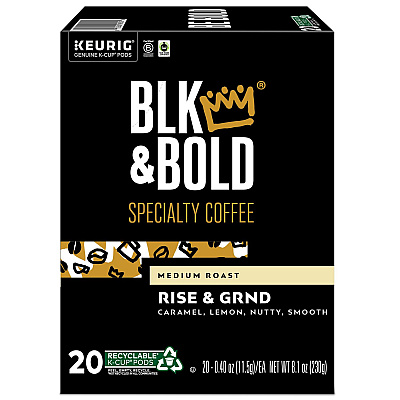 BLK & Bold Rise and GRND K-Cups, 0.41 oz K-Cup, 20/Box (GMT0055)