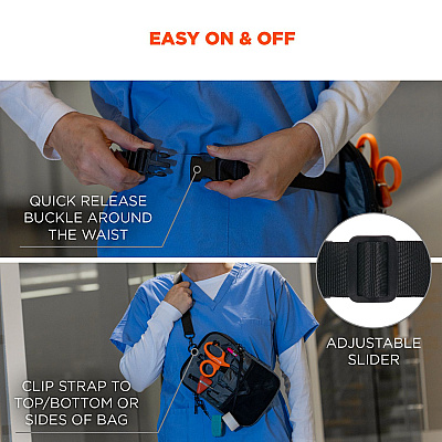 ergodyne Arsenal 5717 Convertible Nurse Belt Bag, 10 Compartments, 7 x 10, Nylon, Black (EGO13720)