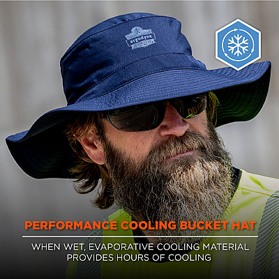 ergodyne Chill-Its 8939 Cooling Bucket Hat, Polyester/Spandex, One Size Fits Most, Navy (EGO12665)