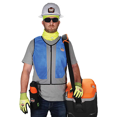 ergodyne Chill-Its 6667 Wet Evaporative PVA Cooling Vest with Zipper, PVA, 3X-Large, Blue (EGO12697)