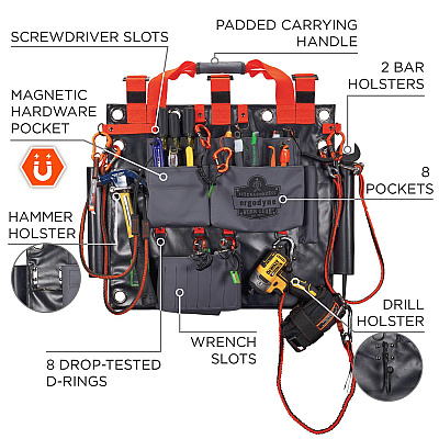 ergodyne Arsenal 5711 Bucket Truck Tool Board, Locking Aerial Bucket Hooks Kit, 8 Compartments, 24 x 22, Gray (EGO13701)