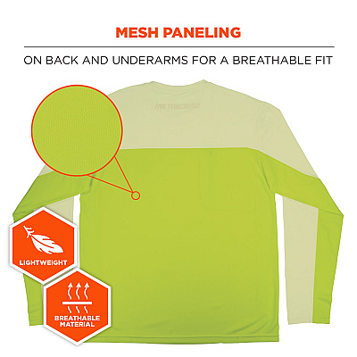 ergodyne Chill-Its 6689 Cooling Long Sleeve Sun Shirt with UV Protection, Large, Lime (EGO12144)