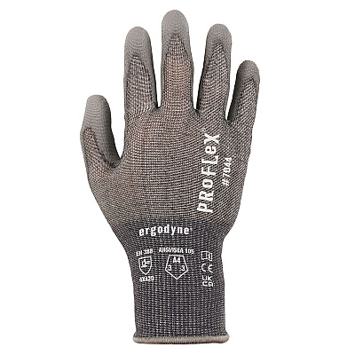 ergodyne ProFlex 7044 ANSI A4 PU Coated CR Gloves, Gray, X-Small, Pair (EGO10491)