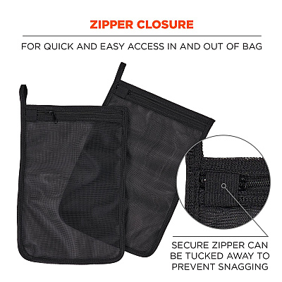 ergodyne Arsenal 5718 Zippered Mesh Wash Bag, 8 x 10, Polyester, Black, 10/Pack (EGO13721)