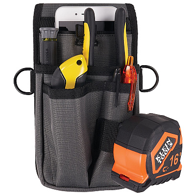 ergodyne Arsenal 5569 Belt Clip Tool Pouch with Device Holster, 4 Compartments, 5 x 2 x 8.5, Polyester, Gray (EGO13669)