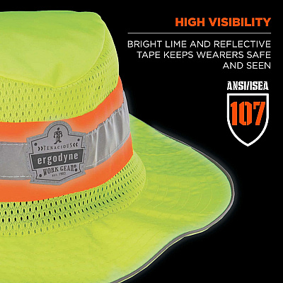 ergodyne Chill-Its 8935CT Hi-Vis PVA Ranger Sun Hat, Polyester/PVA, 2X-Large/3X-Large, Lime (EGO12600)