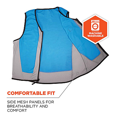 ergodyne Chill-Its 6667 Wet Evaporative PVA Cooling Vest with Zipper, PVA, 3X-Large, Blue (EGO12697)