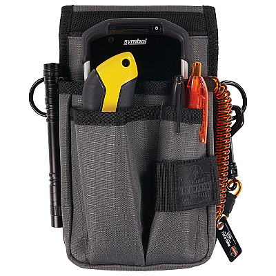 ergodyne Arsenal 5568 Belt Loop Tool Pouch with Device Holster, 4 Compartments, 5 x 2 x 8.5, Polyester, Gray (EGO13668)