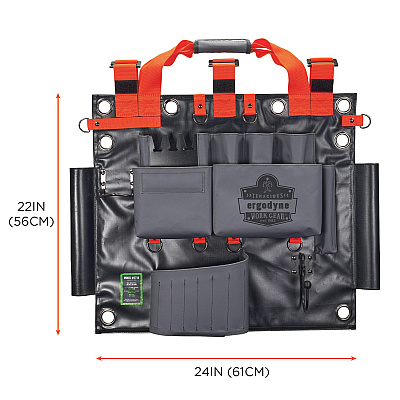 ergodyne Arsenal 5710 Bucket Truck Tool Board, Tethering Points, 8 Compartments, 24" x 22", Tarpaulin, Gray (EGO13699)