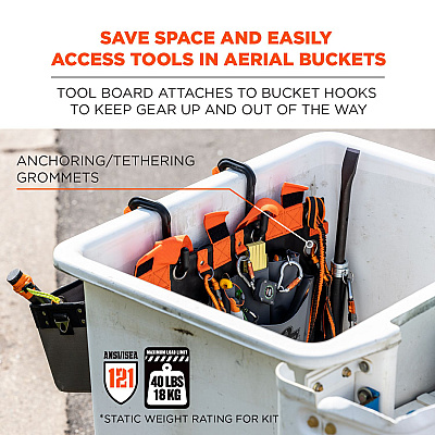 ergodyne Arsenal 5711 Bucket Truck Tool Board, Locking Aerial Bucket Hooks Kit, 8 Compartments, 24 x 22, Gray (EGO13701)