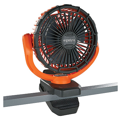 ergodyne Chill-Its 6090 Rechargeable Portable Jobsite Fan, 9.5, Orange/Black (EGO12800)
