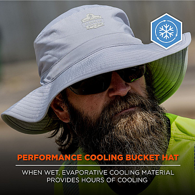ergodyne Chill-Its 8939 Cooling Bucket Hat, Polyester/Spandex, One Size Fits Most, Gray (EGO12666)