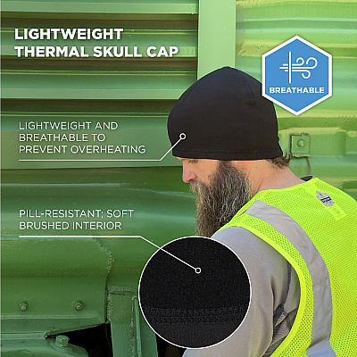 ergodyne N-Ferno 6813 Winter Skull Cap Helmet Liner, Polyester/Spandex, One Size Fits Most, Black (EGO16908)