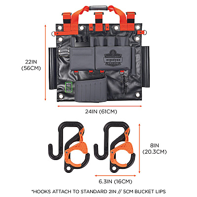 ergodyne Arsenal 5711 Bucket Truck Tool Board, Locking Aerial Bucket Hooks Kit, 8 Compartments, 24 x 22, Gray (EGO13701)