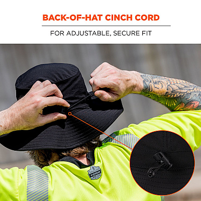 ergodyne Chill-Its 8939 Cooling Bucket Hat, Polyester/Spandex, One Size Fits Most, Black (EGO12664)