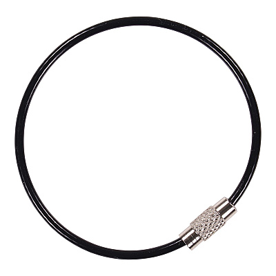 ergodyne Arsenal 5719 Wire Cable Key Ring, 1.88" dia, Iron, Black, 10/Pack (EGO13722)