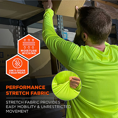 ergodyne Chill-Its 6689 Cooling Long Sleeve Sun Shirt with UV Protection, 2X-Large, Lime (EGO12146)
