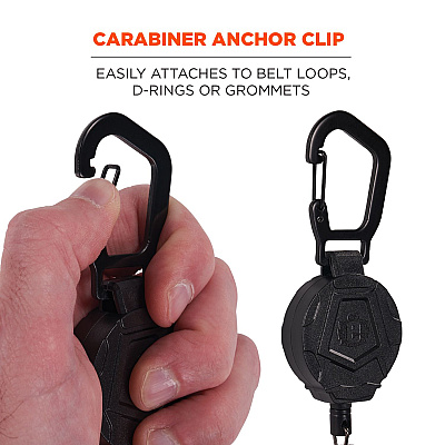ergodyne Squids 3391 ID/Badge Reel, Extends 32", Black (EGO19968)