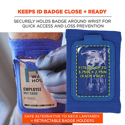ergodyne Squids 3388 Wrist ID/Badge Holder, Vertical, Blue, 3.5 x 5.5 Holder, 2.75 x 3.75 Insert (EGO19963)