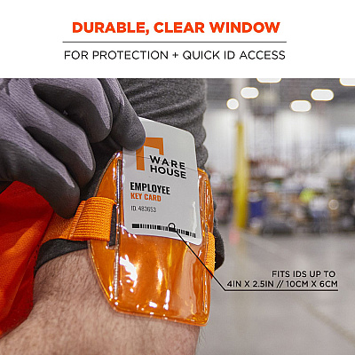 ergodyne Squids 3386 Arm Band ID/Badge Holder, Vertical, Orange 3.75 x 4.25 Holder, 2.5 x 4 Insert (EGO19958)