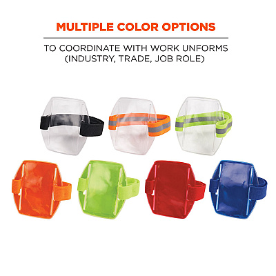 ergodyne Squids 3386 Arm Band ID/Badge Holder, Vertical, Hi-Vis Lime, 3.75 x 4.25 Holder, 2.5 x 4 Insert, 10/Pack (EGO19974)