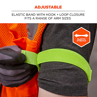 ergodyne Squids 3386 Arm Band ID/Badge Holder, Vertical, Hi-Vis Lime, 3.75 x 4.25 Holder, 2.5 x 4 Insert, 10/Pack (EGO19974)