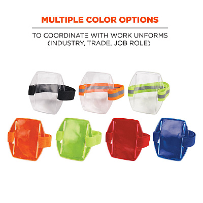 ergodyne Squids 3386 Arm Band ID/Badge Holder, Vertical, Hi-Vis Orange, 3.75 x 4.25 Holder, 2.5 x 4 Insert, 10/Pack (EGO19976)