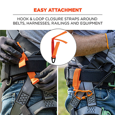 ergodyne Squids 3172 Anchor Strap Hook and Loop Closure for Tool Tethering, 5 lb Max Working Capacity, 5" Long, Orange, 2/Pack (EGO19172)