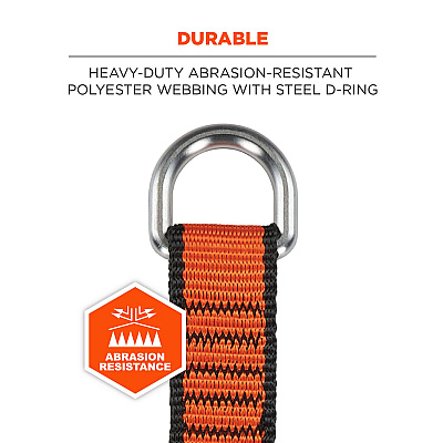ergodyne Squids 3174 Anchor Choke Strap for Tool Tethering, 25 lb Max Safe Working Capacity, 15" Long, Orange (EGO19174)
