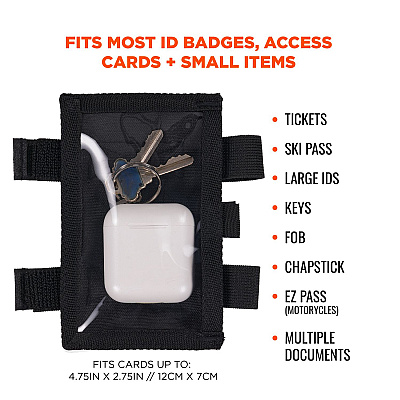 ergodyne Squids 3390 Dual Band Arm ID/Badge Holder with Hook-and-Loop Closure, Vertical, Black, 3.75 x 5.75, 2.75 x 4.75 Insert (EGO19966)