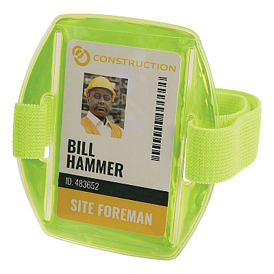 ergodyne Squids 3386 Arm Band ID/Badge Holder, Vertical, Lime, 3.75 x 4.25 Holder, 2.5 x 4 Insert, 10/Pack (EGO19970)