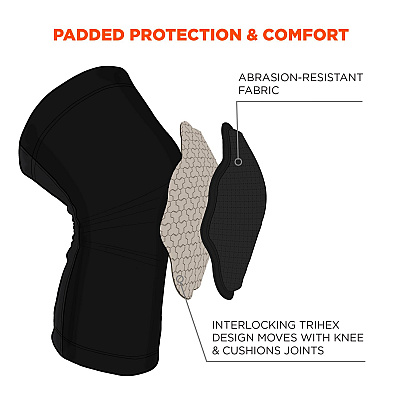 ergodyne Proflex 525 Lightweight Padded Knee Sleeves, Slip-On, Large/X-Large, Black, Pair (EGO18527)