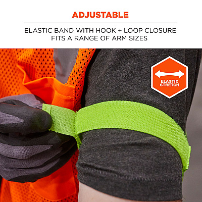 ergodyne Squids 3386 Arm Band ID/Badge Holder, Vertical, Lime, 3.75 x 4.25 Holder, 2.5 x 4 Insert, 10/Pack (EGO19970)
