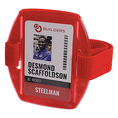 ergodyne Squids 3386 Arm Band ID/Badge Holder, Vertical, Red, 3.75 x 4.25 Holder, 2.5 x 4 Insert, 10/Pack (EGO19969)