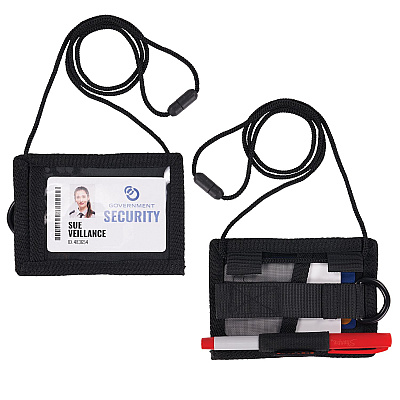 ergodyne Squids 3389 Wallet ID/Badge Holder,Horizontal/Vertical, Black, 3.75 x 5 for 2.75 x 3.5 Insert, 18" Cord (EGO19964)