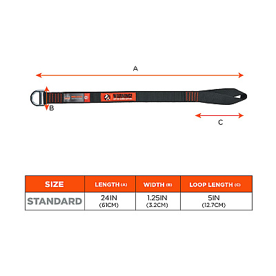 ergodyne Squids 3176 Anchor Choke Strap for Tool Tethering, 40 lb Max Safe Working Capacity, 24" Long, Black (EGO19176)